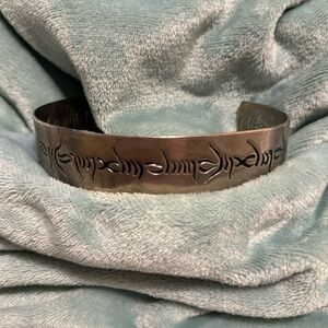 Vintage choker cuff necklace with black designs